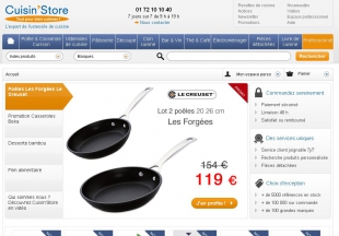 Site e-commerce professionnel des ustensiles de cuisine Cuisin'store